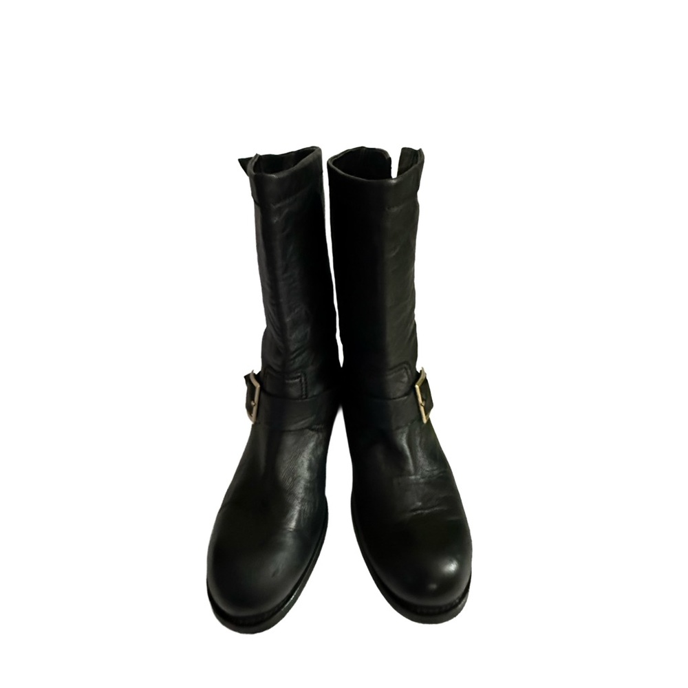 JIMMY CHOO Edgy Black Leather Moto  Ankle Boot Size US 7 EU37 - Picture 2 of 15